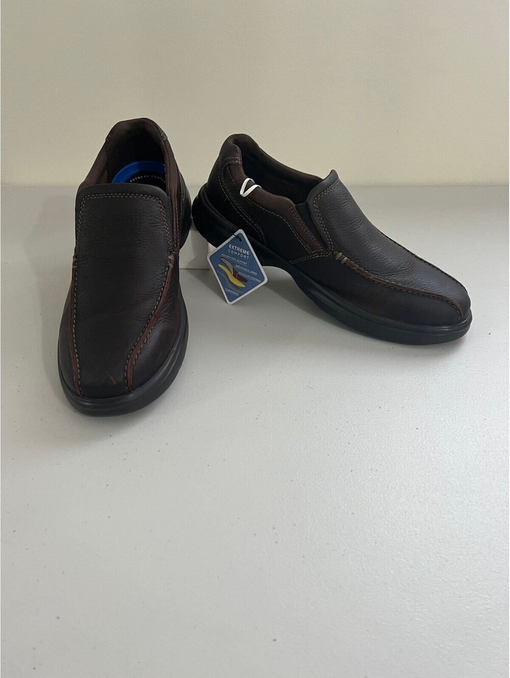 Clarks Bradley Step Men's Shoes Brown Tumbled Leather : 10.5 EE - Wide
